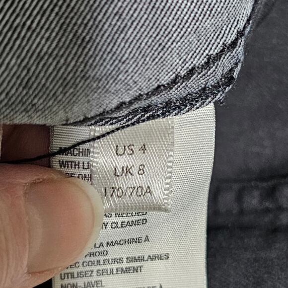 Free People Black Denim Stretch Mini Skirt Women's Size 4 Preppy Minimalist - Picture 4 of 7